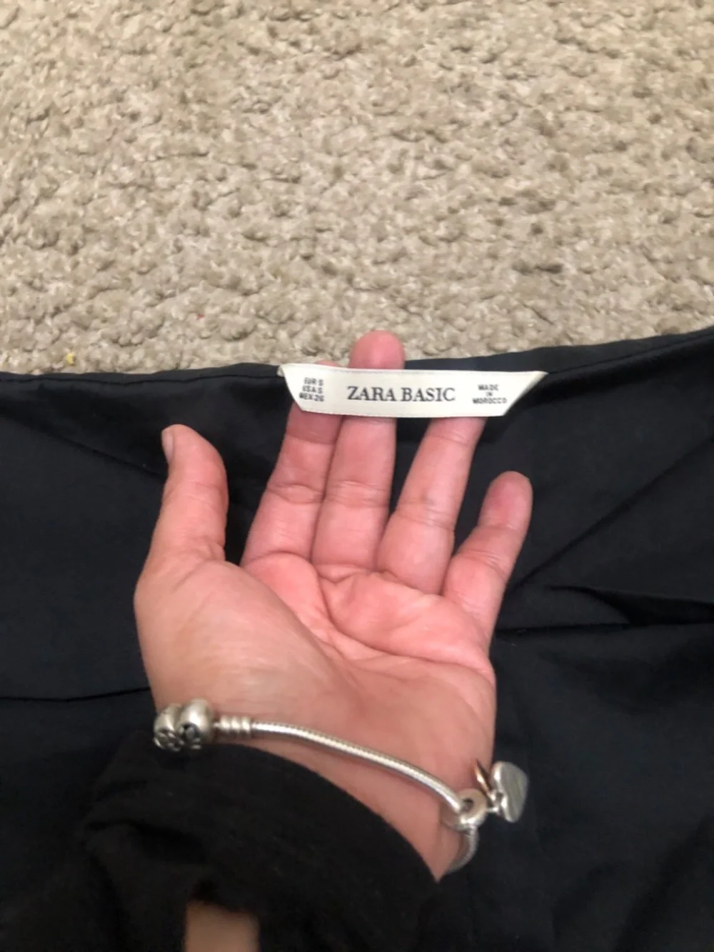 ZARA Off the Shoulder Poplin Black Blouse Size Small - Picture 4 of 5